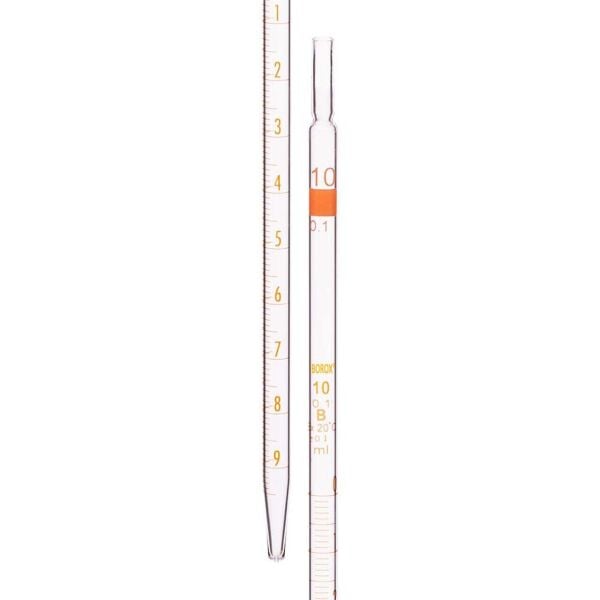 Borox Cam Dereceli Pipet 1 ml - Serolojik Pipet - Class B - 10 Adet/Paket