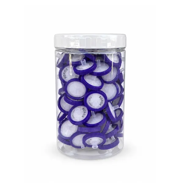 Borox Hidrofilik PVDF Şırınga Filtre - Non Steril 0,45µm - Mor - 100Adet