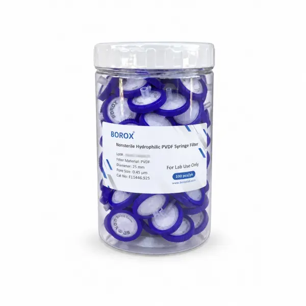 Borox Hidrofilik PVDF Şırınga Filtre - Non Steril 0,45µm - Mor - 100Adet