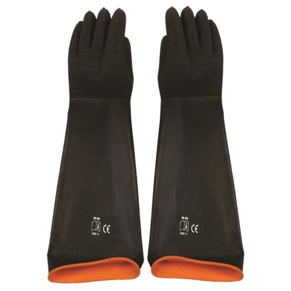 Lateks Uzun Eldiven 55 cm - Siyah Latex Asit Eldiveni Kauçuk