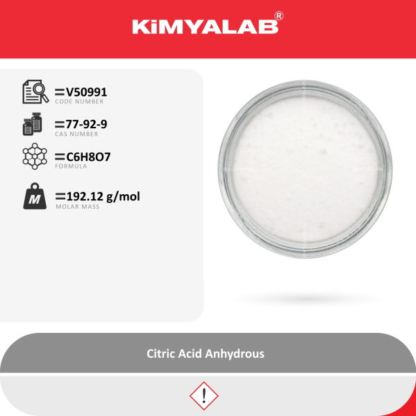 Kimyalab Sitrik Asit - Citric Acid Anhydrous 25 Kg-Koli Toptan