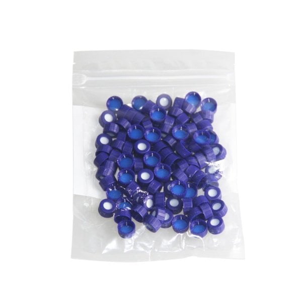 BOROX Yarıksız Mavi Screw Vial Kapağı ND9 - Mavi PTFE/Beyaz Silikon Septa - 100lü