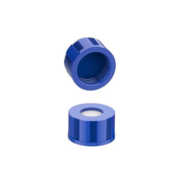 BOROX Yarıksız Mavi Screw Vial Kapağı ND9 - Mavi PTFE/Beyaz Silikon Septa - 100lü