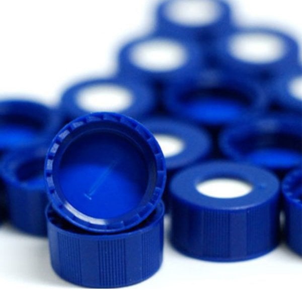 BOROX Yarıklı Mavi Screw Vial Kapağı ND9 -Mavi PTFE/Beyaz Silikon Septa- 100lü