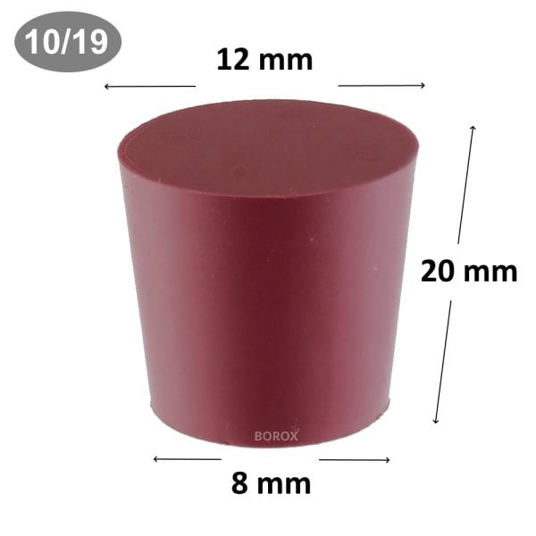 Borox Kauçuk Tıpa 8x12x20 mm - Kapak NS 10/19 - 1 Adet