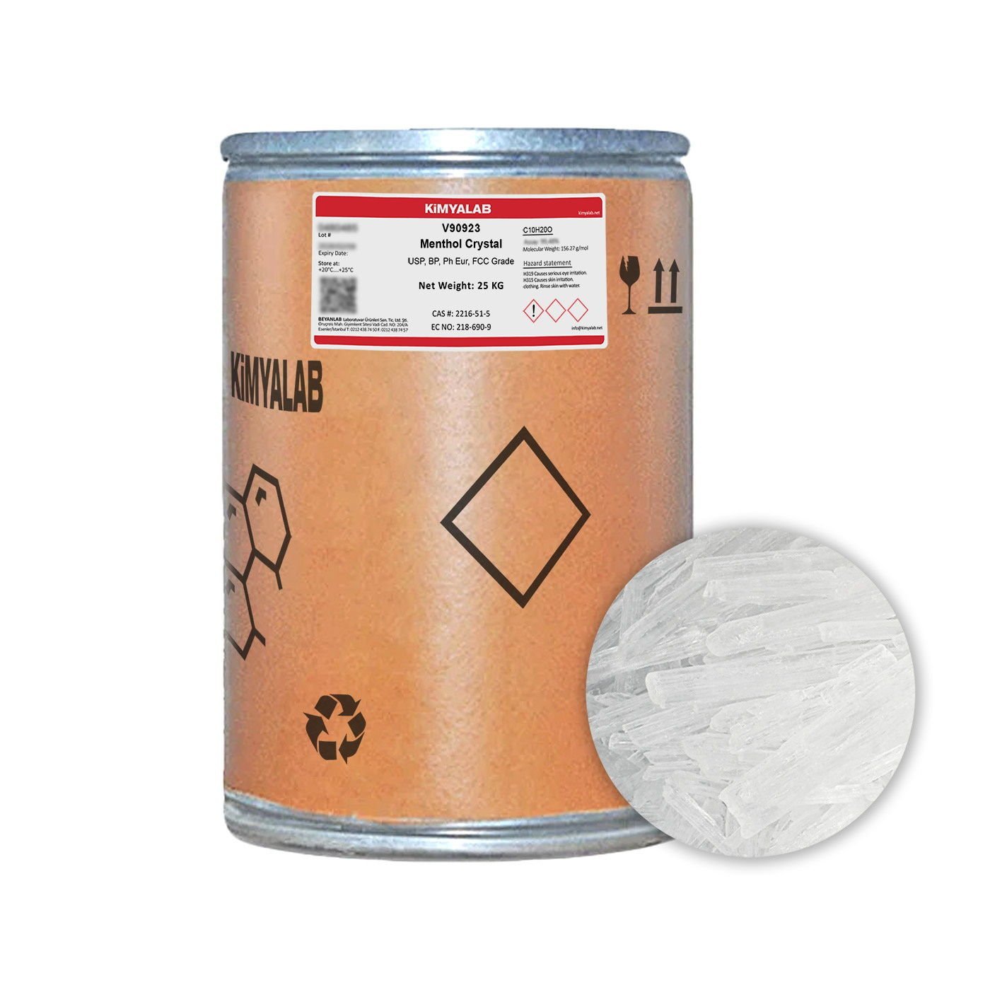 Kimyalab Kristal Mentol - Menthol Crystals 25 Kg-Varil Toptan