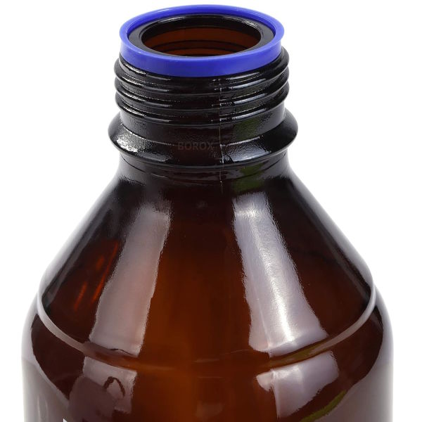 Borox Amber Cam Şişe 1000 ml - Vida Kapaklı Boş Numune Şişesi - Otoklav Şişe