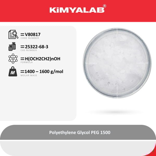 Kimyalab Polietilen Glikol 500g - Payet - Polietilen Glikol 1500 - Polyethylene Glycol PEG 1500