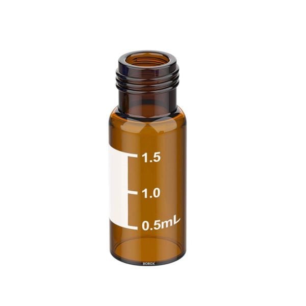 Borox Cam Vial 2 ml Amber - Vida Boyunlu ND9 - Hacim Ölçekli 100 adet/paket