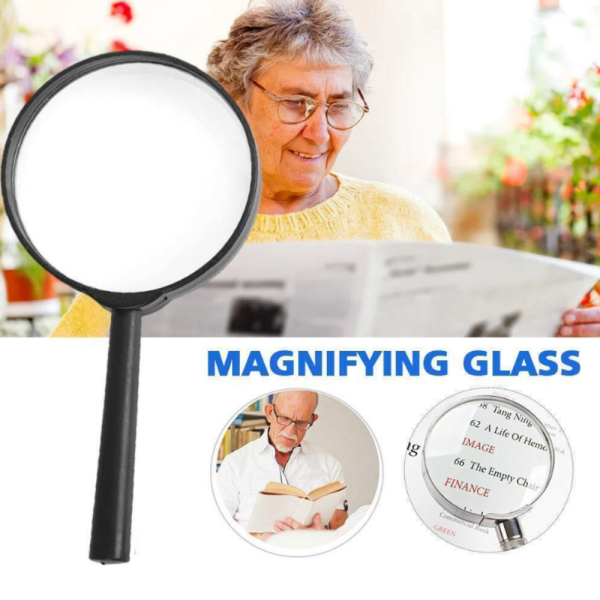 Borox Büyüteç - Cam Mercekli Plastik Çerçeveli Saplı - 3x Büyütmeli - 90mm