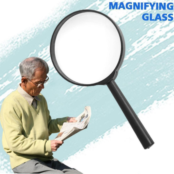 Borox Büyüteç - Cam Mercekli Plastik Çerçeveli Saplı - 3x Büyütmeli - 90mm