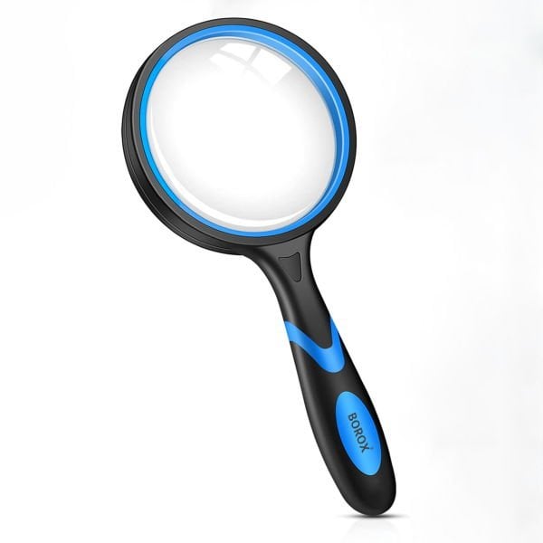 Borox Büyüteç - Cam Mercekli - Silikon Saplı - 3x Büyütmeli - 100mm