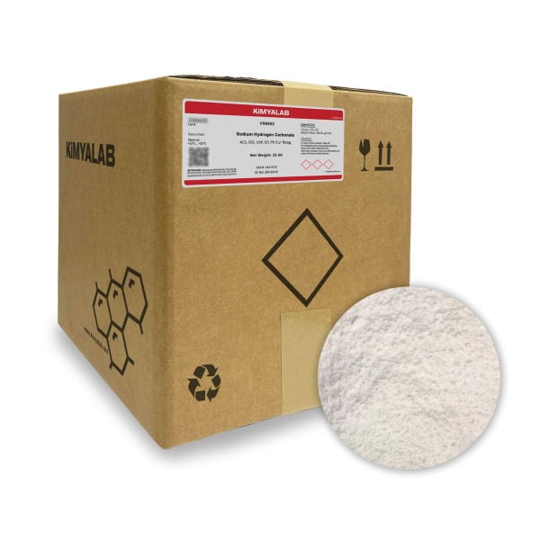 Kimyalab Sodyum Hidrojen Karbonat - Farma Kalite - Sodium Hydrogen Carbonate USP - Sodyum Bikarbonat - 25Kg-Koli Toptan