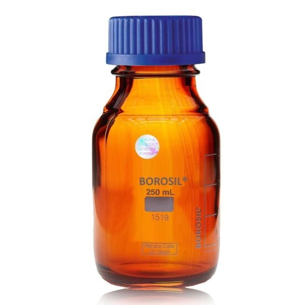 Borosil Cam Amber Şişe 250 ml - Vida Kapaklı Boş Cam Şişe - 10 Adet Toptan