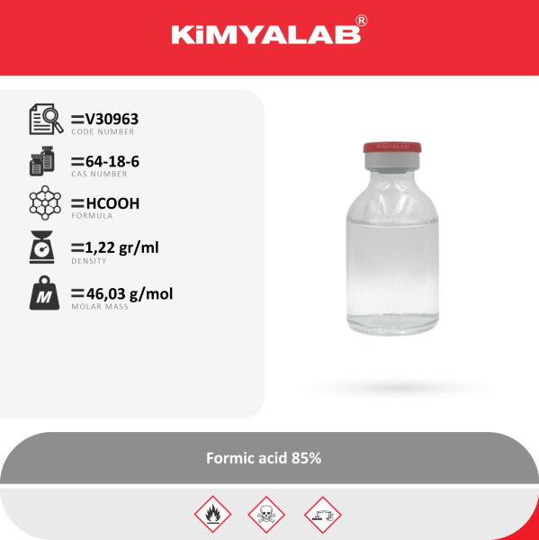 Kimyalab Formik Asit - 1L - Formic acid 85% - Karınca Asidi
