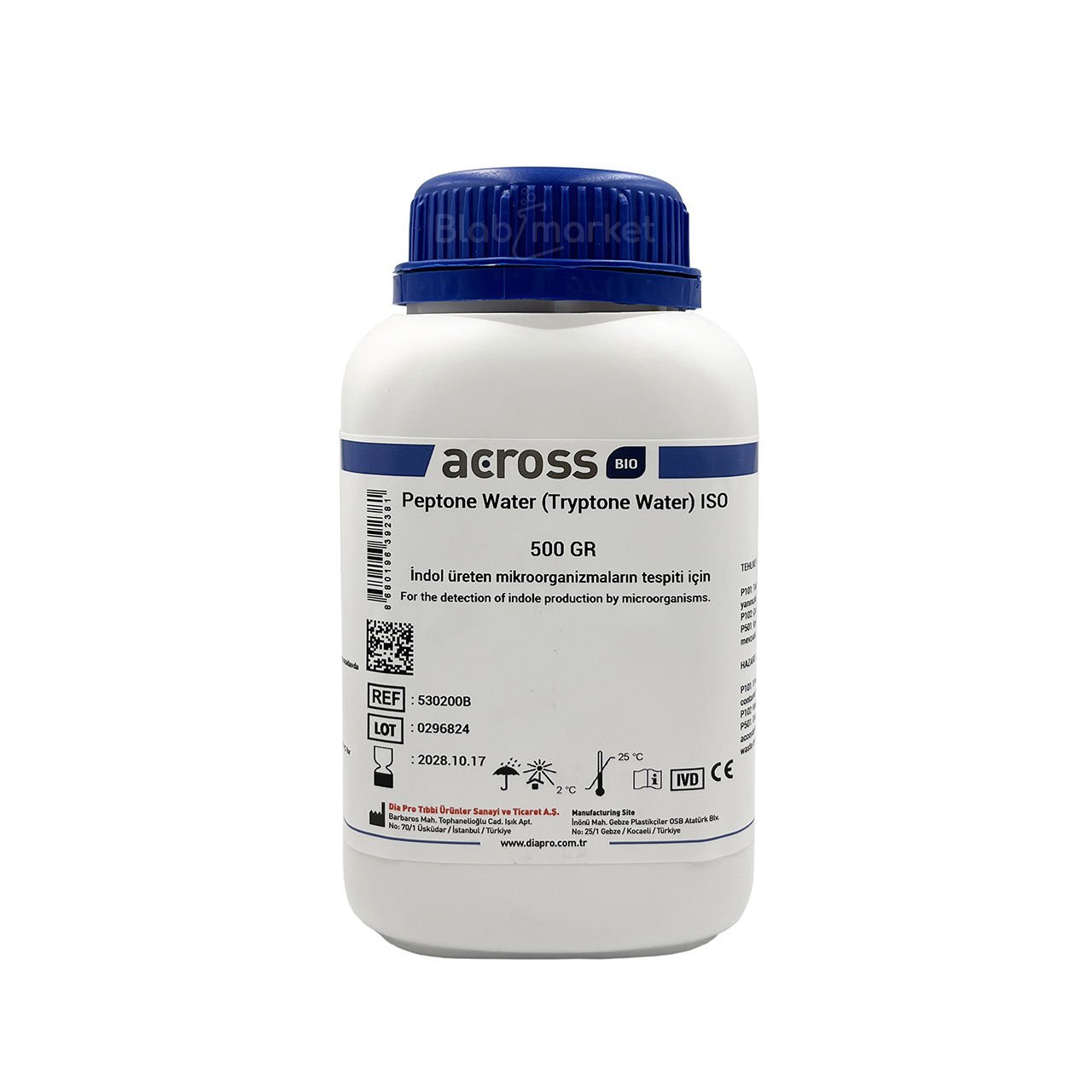 Across Bio 530200B Peptone Water Tryptone Water ISO