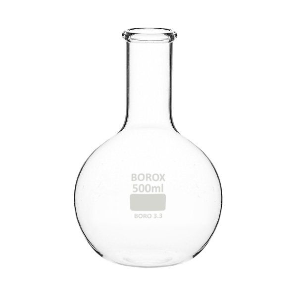 Borox Cam Balon 100 ml - Dibi Düz - Şilifsiz Deney Balonu