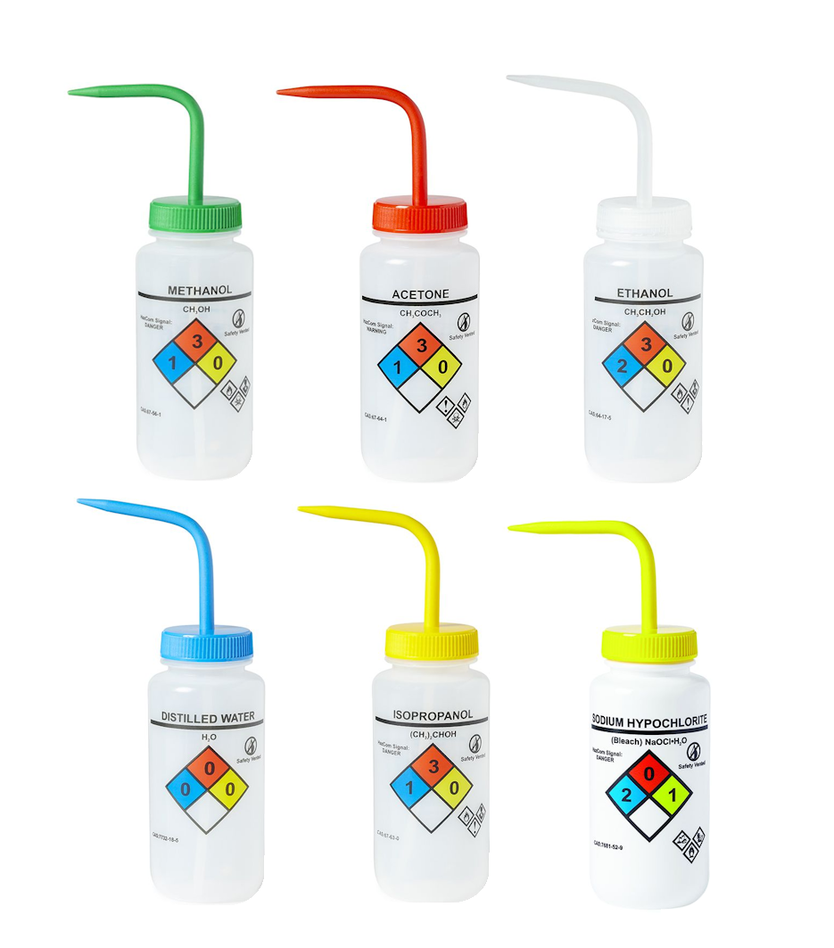 Borox Piset 500 ml - LDPE Yıkama Şişesi - 6lı Set - Yüzey Baskılı - Renkli Kapaklı - Geniş Boyunlu