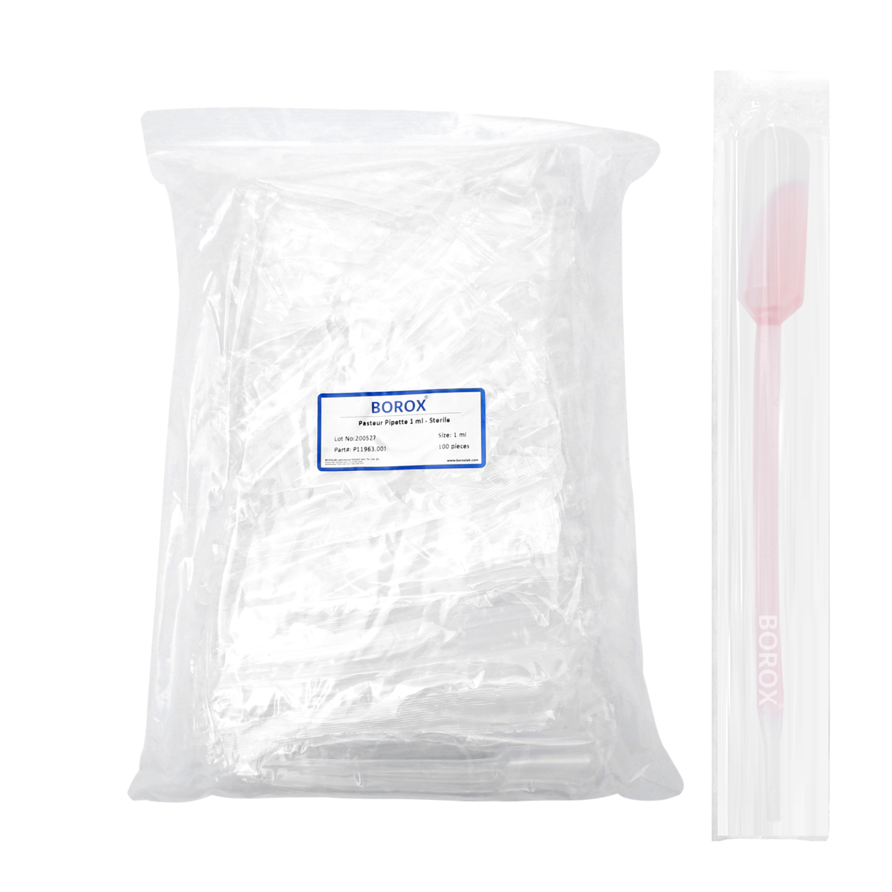 Borox Steril Pastör Pipeti - Plastik Damlalık 0.5-1 ml 100lü