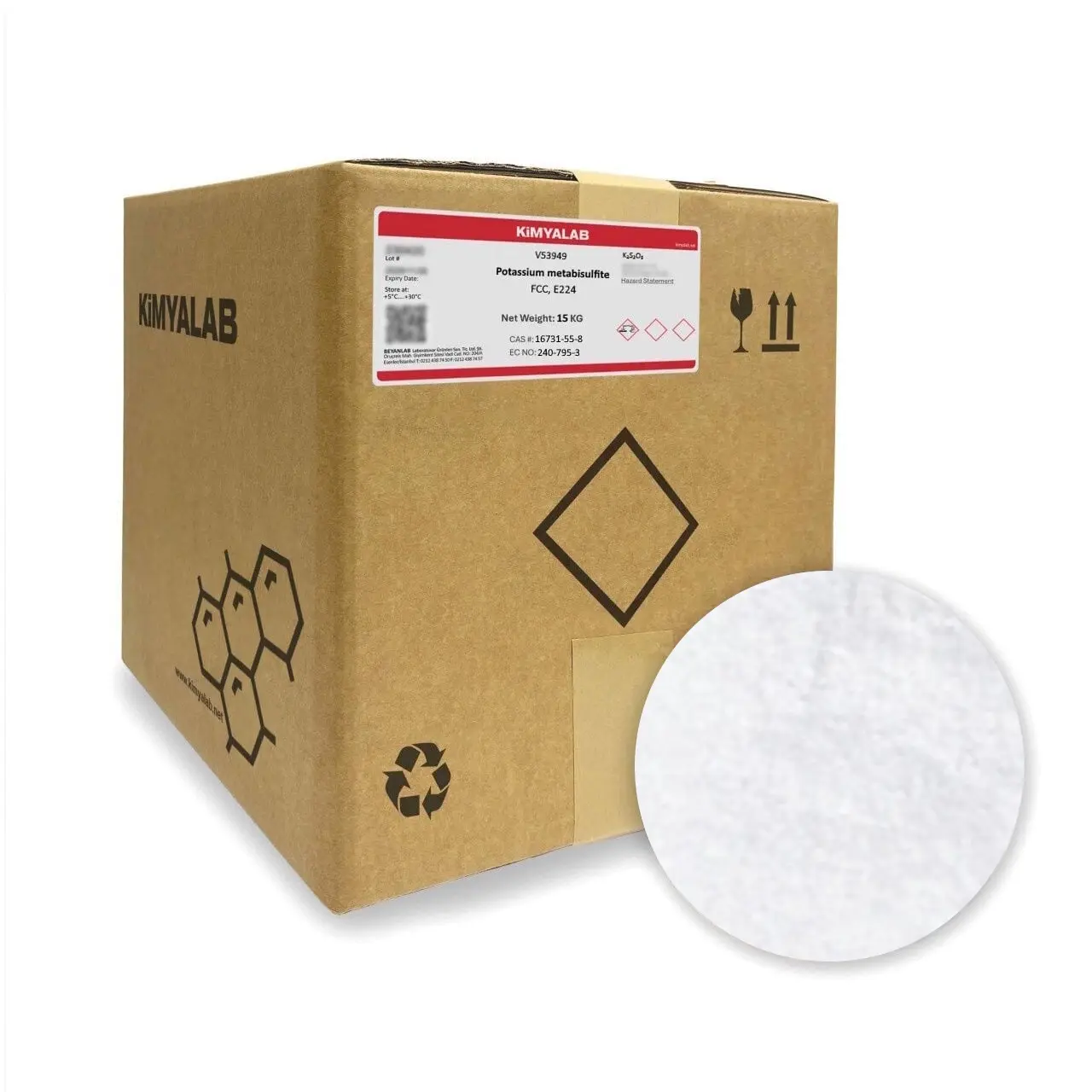Kimyalab Potasyum Metabisülfit - Potassium Metabisulfite -  Potassium Disulfite - 15 Kg-Koli Toptan
