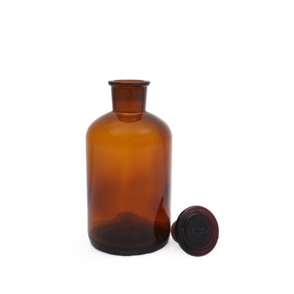 Borox Amber Cam Miyar Şişe 500 ml - Şilifli Cam Tıpalı Şişe