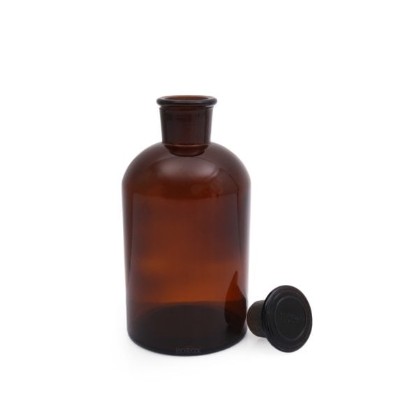 Borox Amber Cam Miyar Şişe 1000 ml - Şilifli Cam Tıpalı Şişe
