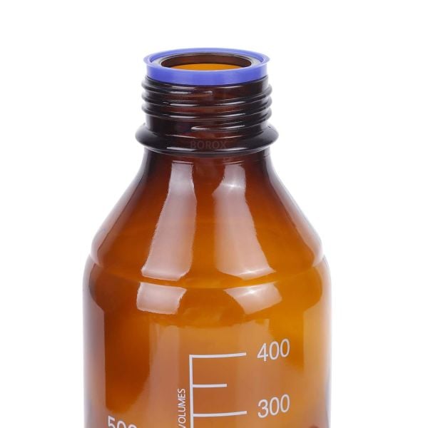 Borox Amber Cam Şişe 500 ml - Vida Kapaklı Boş Numune Şişesi - Otoklav Şişe - 16 Adet Toptan