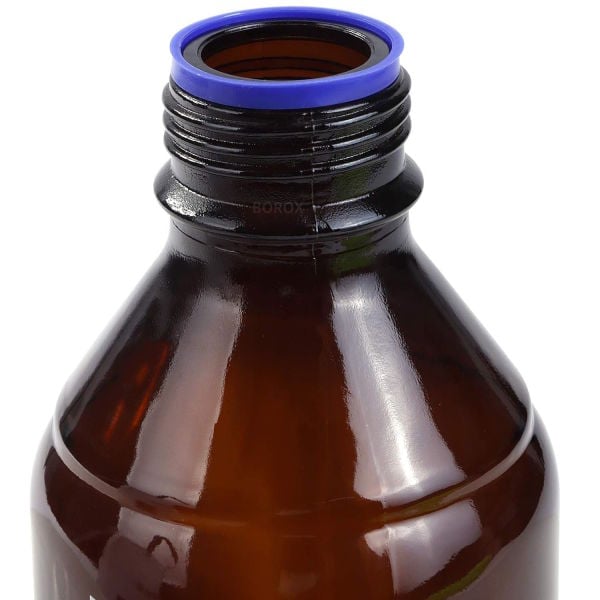 Borox Amber Cam Şişe 1000 ml - Vida Kapaklı Boş Numune Şişesi - Otoklav Şişe - 12 Adet Toptan