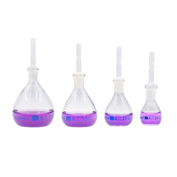 Borox Piknometre 25 ml - Kalibreli - Gay Lussac Tipi - Cam Kapiler Tıpalı - Class A Sertifikalı