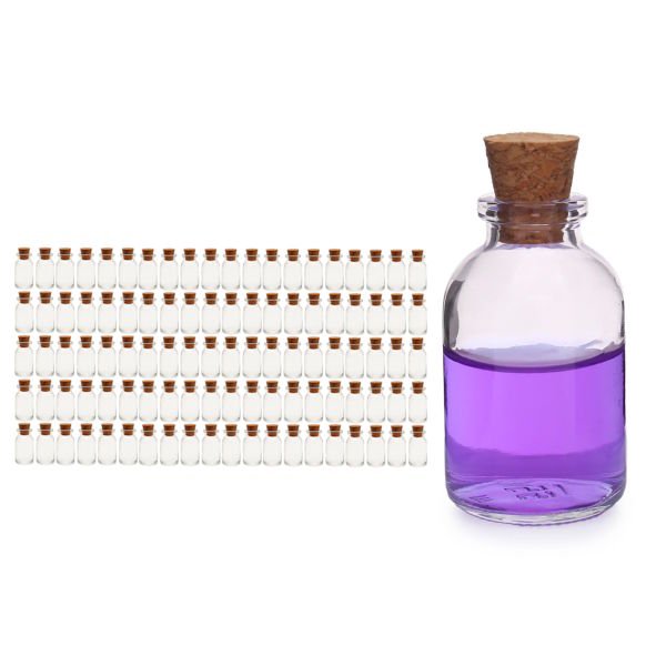 Borox Mantar Tıpalı Cam Şişe - Süs Hediyelik Mini Şişe 25 ml - Tıpalı Küçük Şişe 100 Adet/Paket
