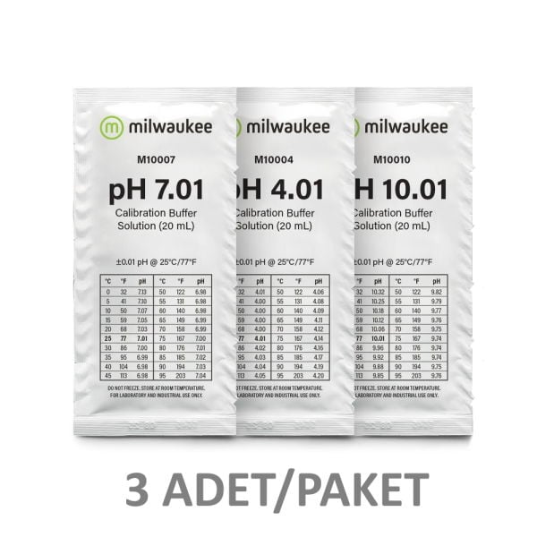 Milwaukee pH Tampon Çözeltisi pH 4.01, 7.01, 10.01 - 3lü Set