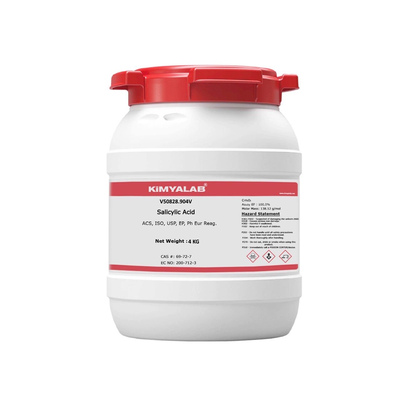 Kimyalab Salisilik Asit - Salicylic Acid USP - 4Kg-HDPE Varil