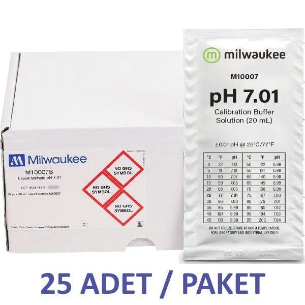 Milwaukee pH Kalibrasyon Sıvısı 7.01 Tampon Çözeltisi - 25adet/Paket