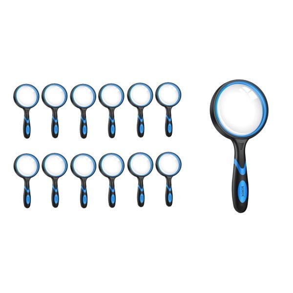 Borox Büyüteç - Cam Mercekli - Silikon Saplı - 6x Büyütmeli - 50mm - 12 Adet Toptan