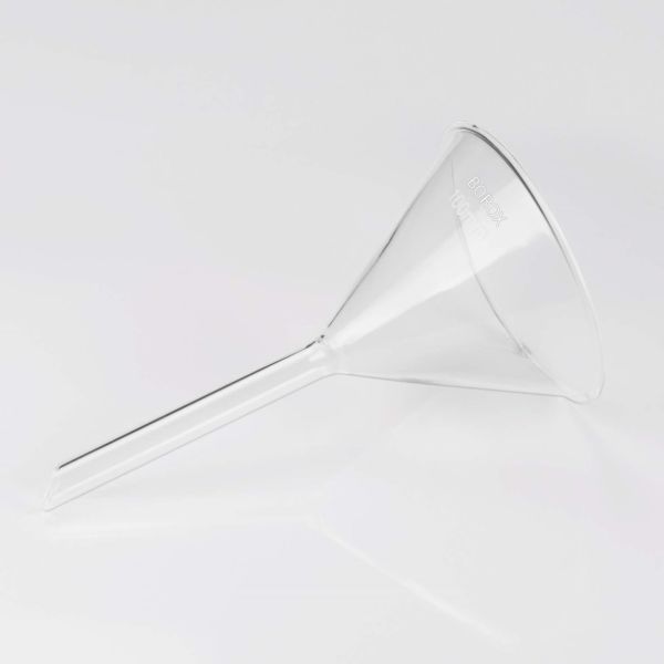 Borox Cam Huni 100 mm - Kısa Saplı Laboratuvar Huni - 10 Adet Toptan