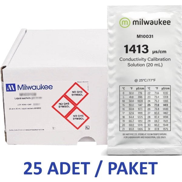 Milwaukee M10031 İletkenlik Kalibrasyon Çözeltisi 1413 µS - 25adet/Paket
