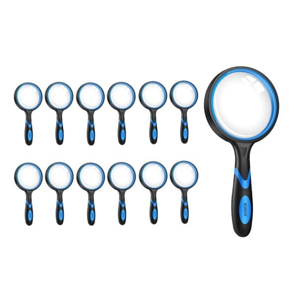 Borox Büyüteç - Cam Mercekli - Silikon Saplı - 5x Büyütmeli - 75mm - 12 Adet Toptan
