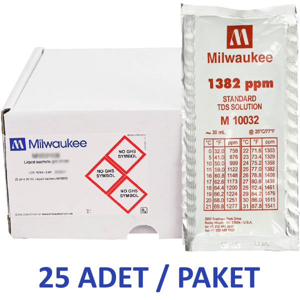 Milwaukee M10032 TDS Kalibrasyon Çözeltisi 1382 ppm - 25 adet/paket