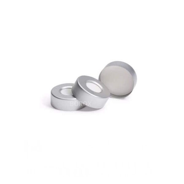 Borox Alüminyum Crimp Vial Kapağı ND20 - Beyaz PTFE/Beyaz Silikon Septa- 100lü