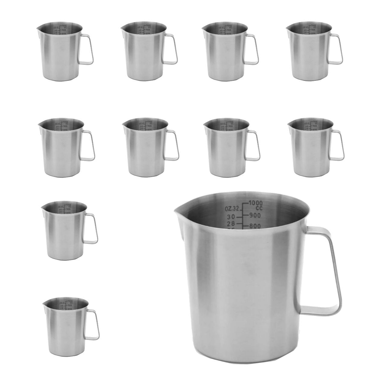 Borox Kulplu Paslanmaz Çelik Beher 1000 ml - Ölçekli Beaker - 10 Adet Toptan