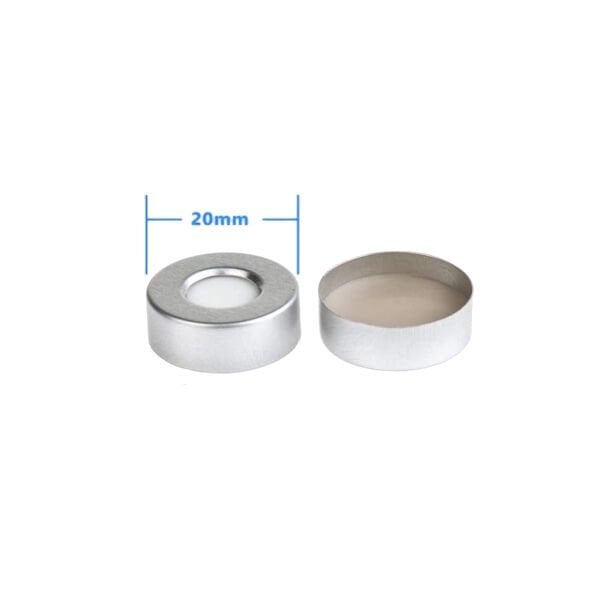 Borox Alüminyum Crimp Vial Kapağı ND20 - Beyaz PTFE/Beyaz Silikon Septa- 100lü
