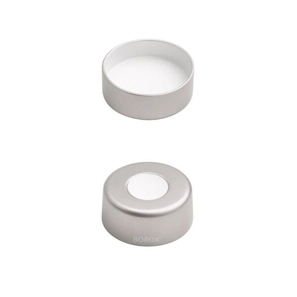 Borox Alüminyum Crimp Vial Kapağı ND20 - Beyaz PTFE/Beyaz Silikon Septa- 100lü