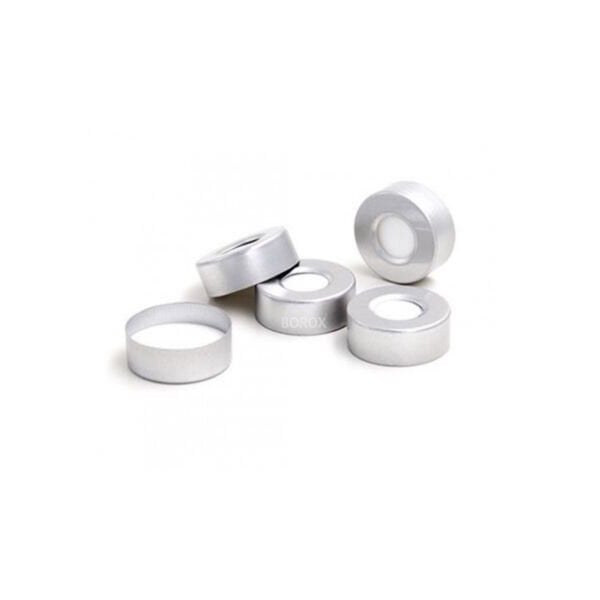 Borox Alüminyum Crimp Vial Kapağı ND20 - Beyaz PTFE/Beyaz Silikon Septa- 100lü