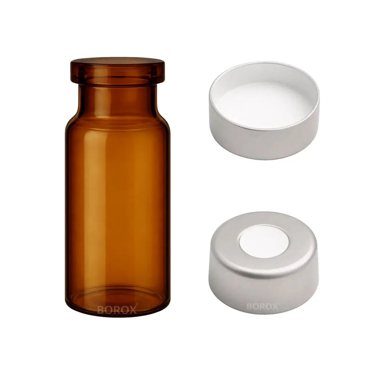 Borox Kapaklı Amber Cam Şişe 10ml - Crimp Vial ND20 - Dibi Düz - 100 Adet/Paket