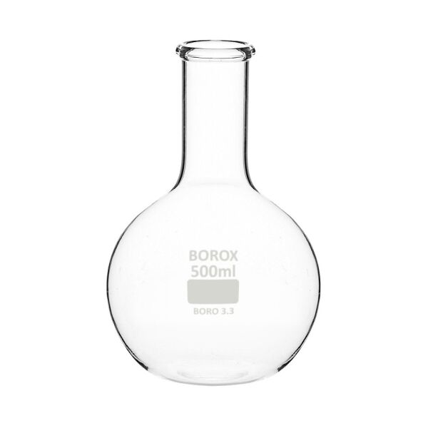 Borox Cam Balon 50 ml - Dibi Düz - Şilifsiz Deney Balonu - 10 Adet Toptan