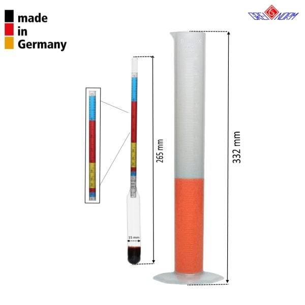 Greinorm Cam Alkolmetre Renkli - Alkol Ölçer + 250ml Mezür