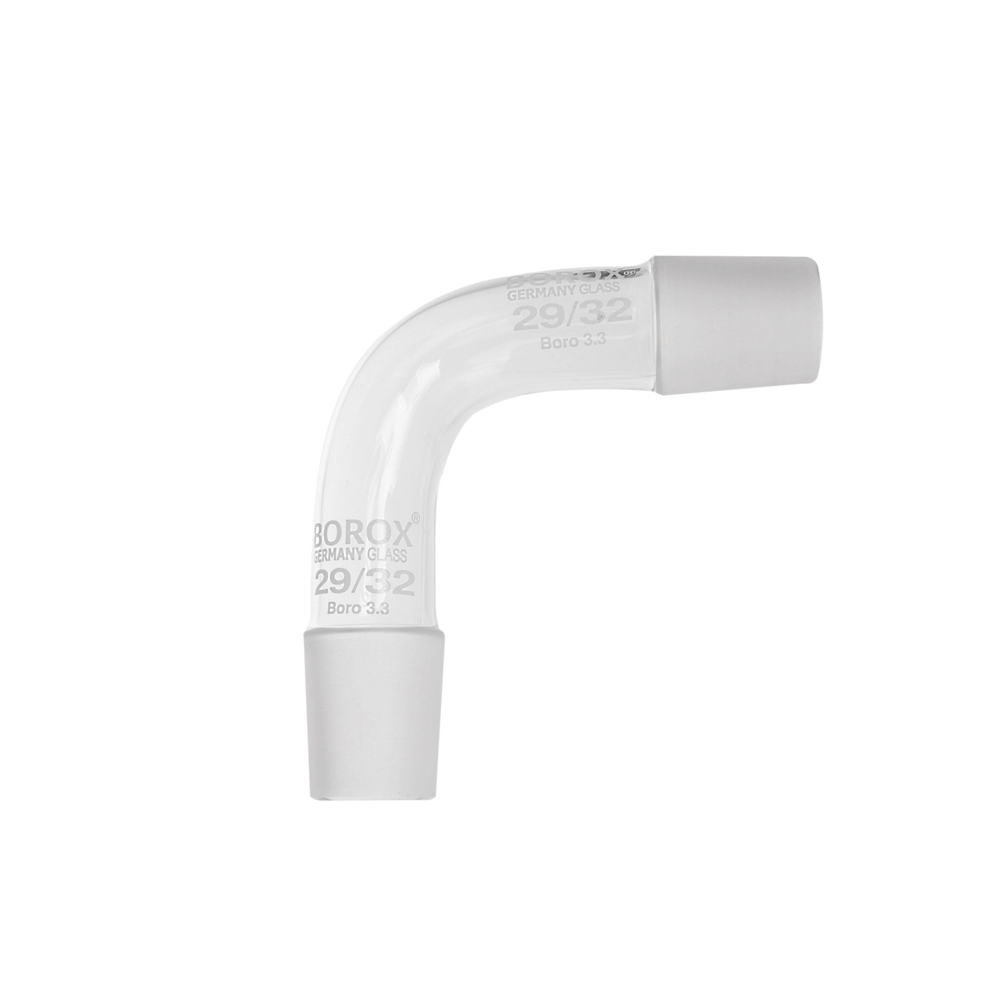Borox Cam Adaptör Kıvrık 90° Açılı - 29/32 Erkek Şilifli