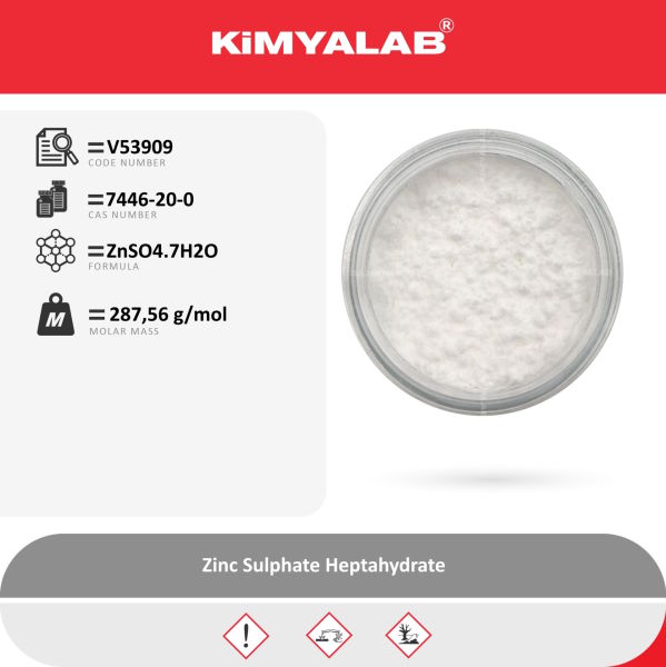 Kimyalab Çinko Sülfat Heptahidrat - Farma Kalite - Zinc Sulfate Heptahydrate USP - 5 Kg-HDPE Varil