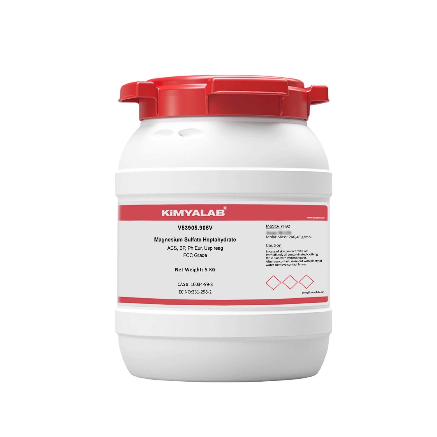 Kimyalab Magnezyum Sülfat - Farma Kalite - Magnesium Sulfate Heptahydrate USP - 5 Kg-HDPE Varil
