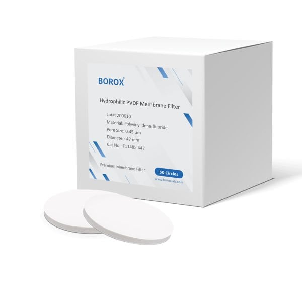 Borox Polivinilidin Florür PVDF Membran Filtre - 0.45µm 47mm - 50 Adet/Paket
